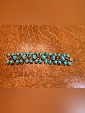 Faux Turquoise Floral Statement Bracelet - Women Jewelry
